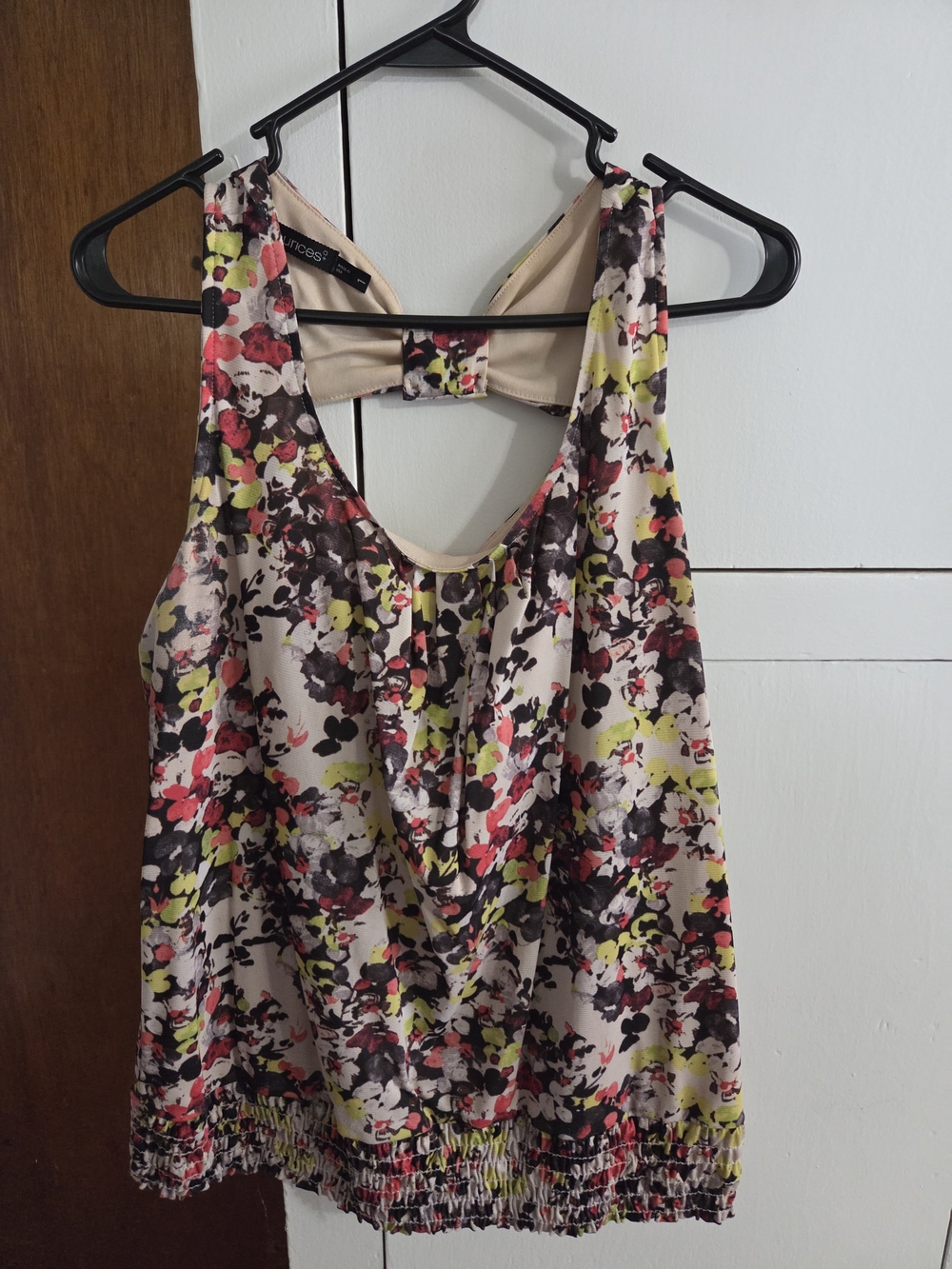 Maurices Floral Tank Top in Beige, Black, Pink, Yellow